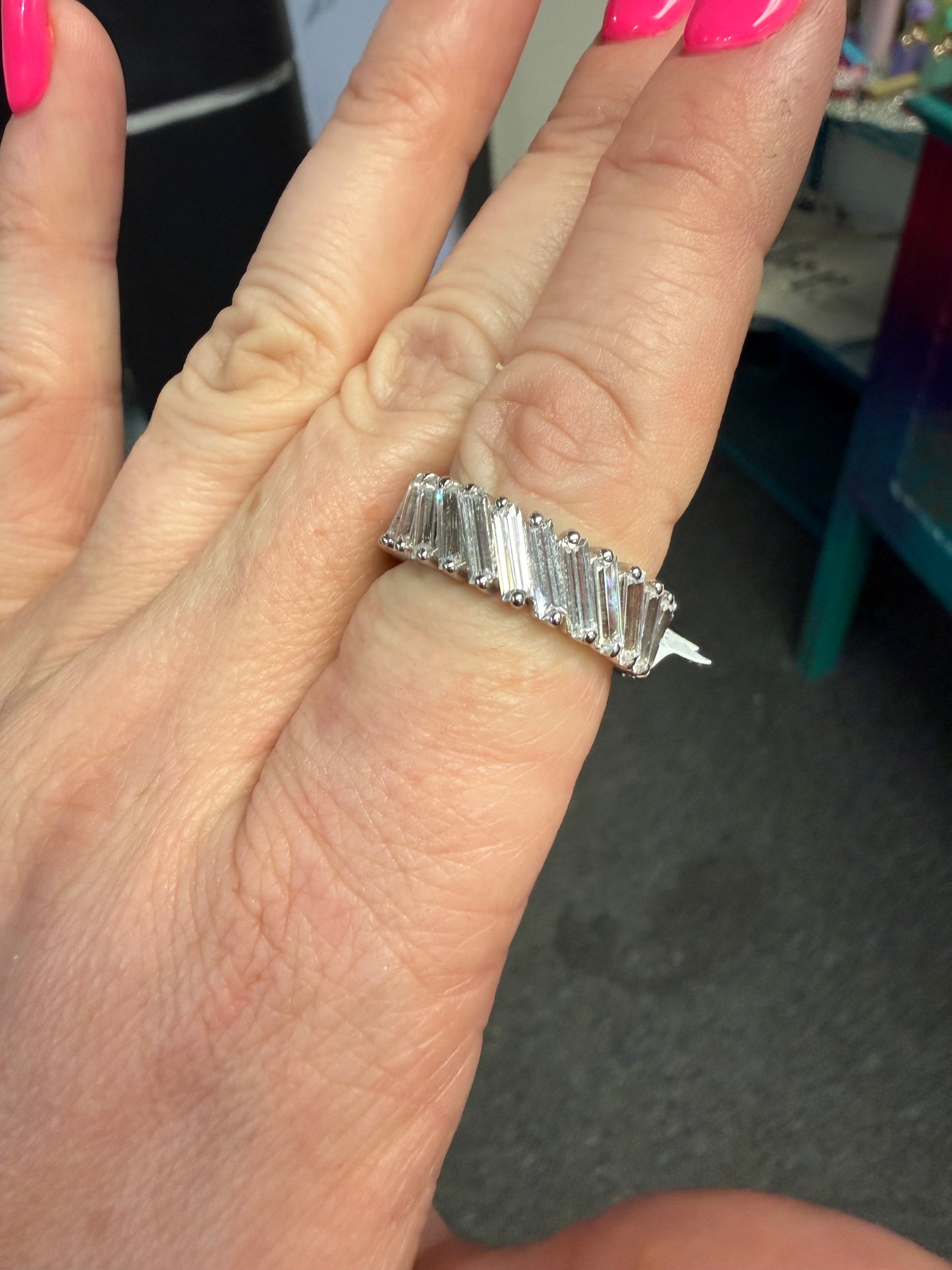 Side Slant CZ Eternity Ring | Queen Bee Boutique