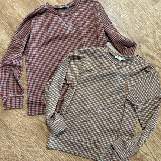 Fall Gingham Long Sleeve Top