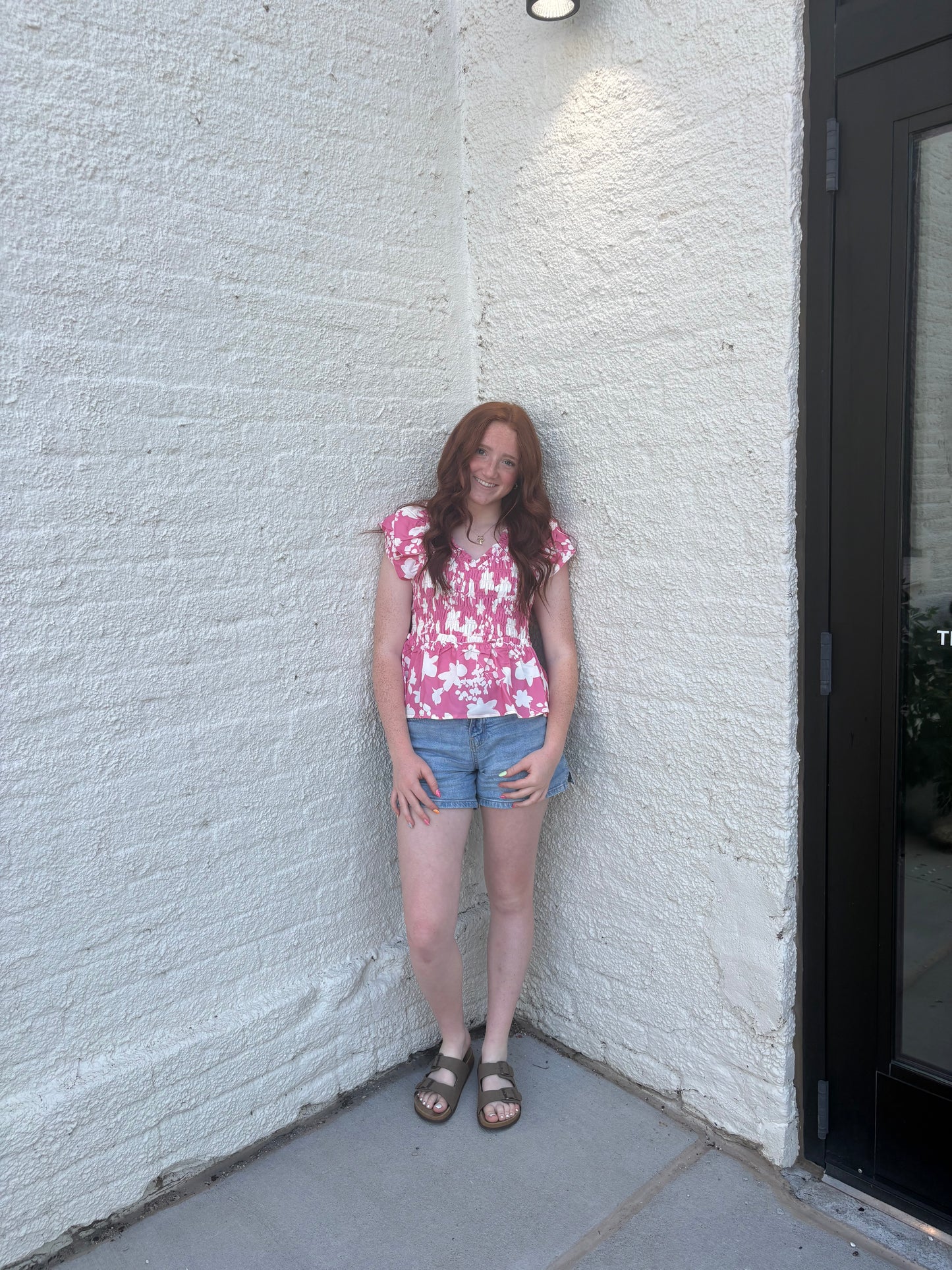 Pink Floral Smocked Summer Vibe Top | Queen Bee Boutique