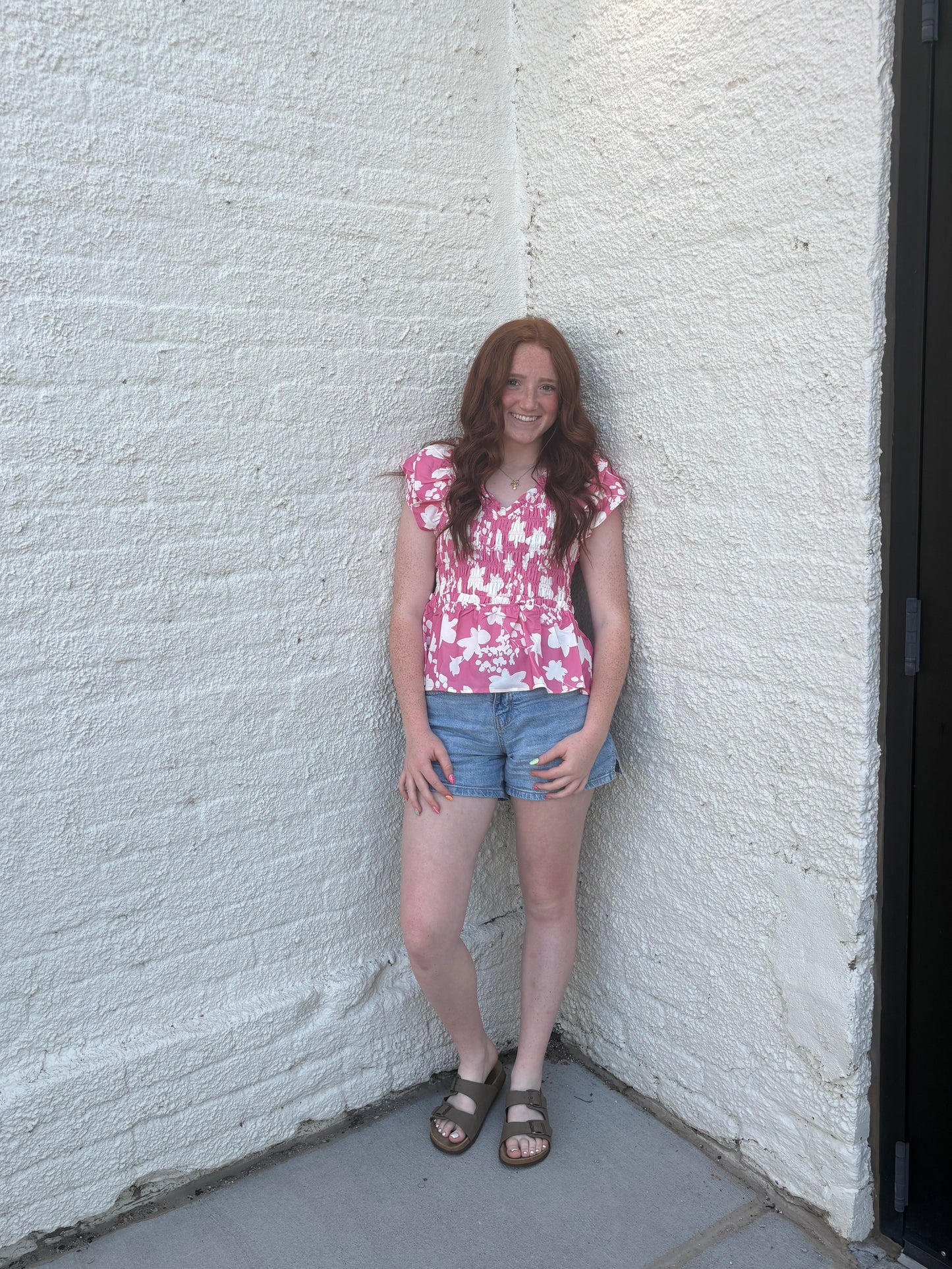 Pink Floral Smocked Summer Vibe Top | Queen Bee Boutique