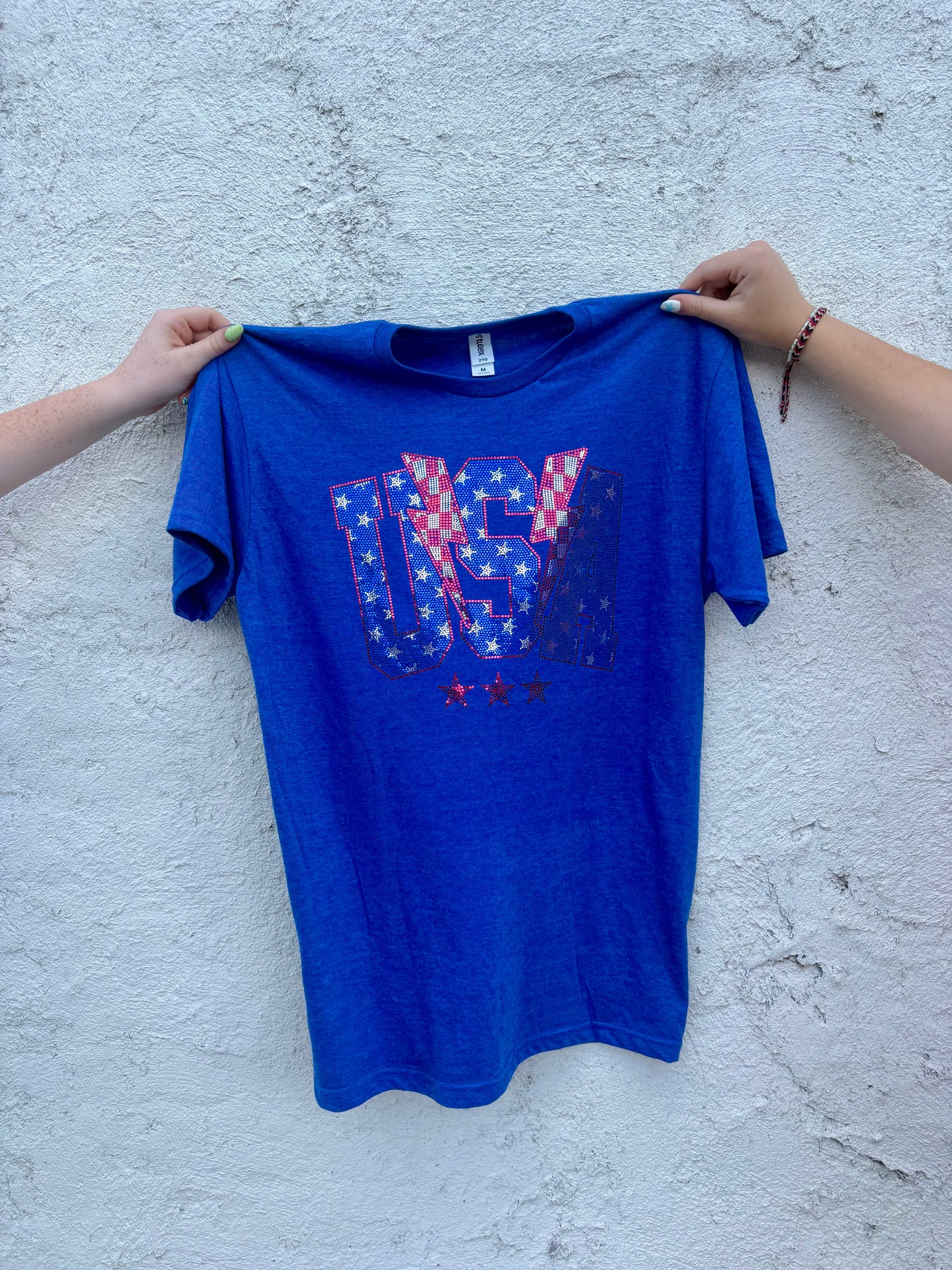 USA Spangles Sparkle Graphic T Shirt | Queen Bee Boutique