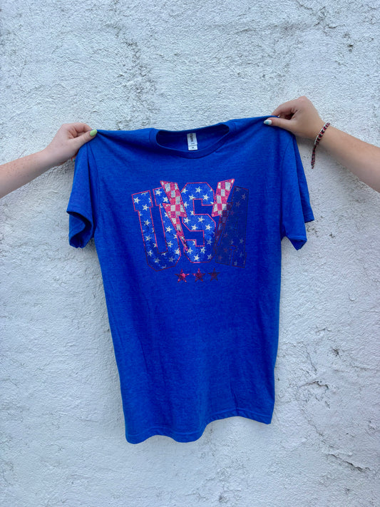 USA Spangles Sparkle Graphic T Shirt | Queen Bee Boutique