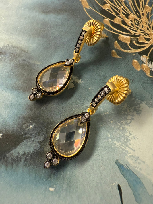 Beehive Crystal Drop Earrings