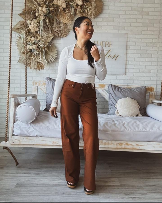 Copper Hyperstretch Wide Leg Jean