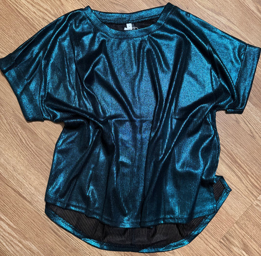 Glam Teal Shine Top