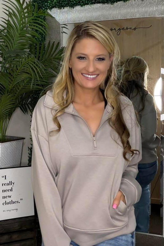 Light Mocha Scuba Pullover