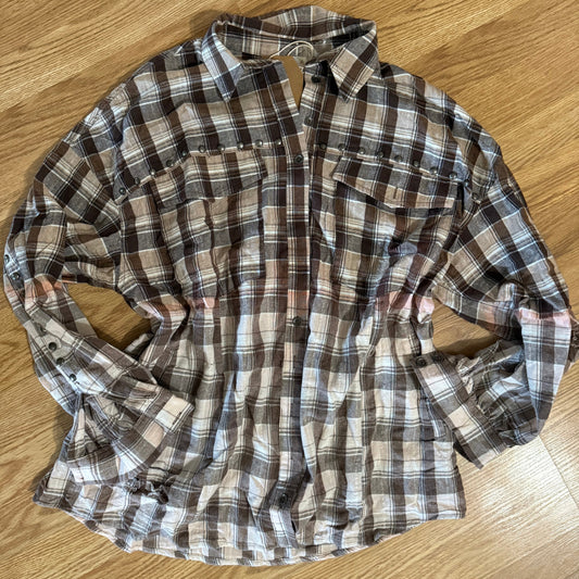 Distressed Fall Studded Button Top