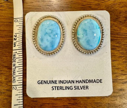 Stunning Larimar Oval Earrings