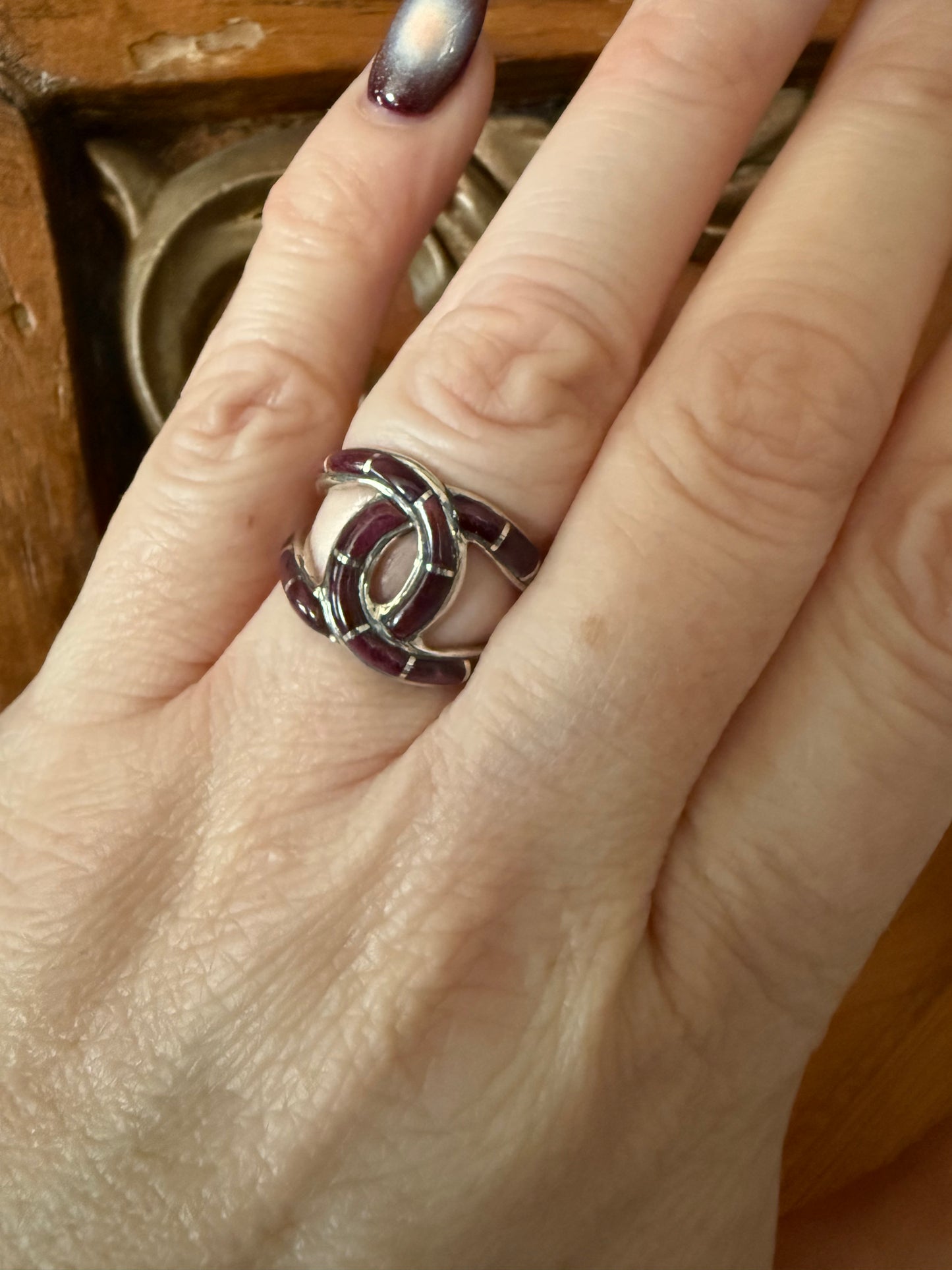 Purple Spiny Inlay Sterling Ring