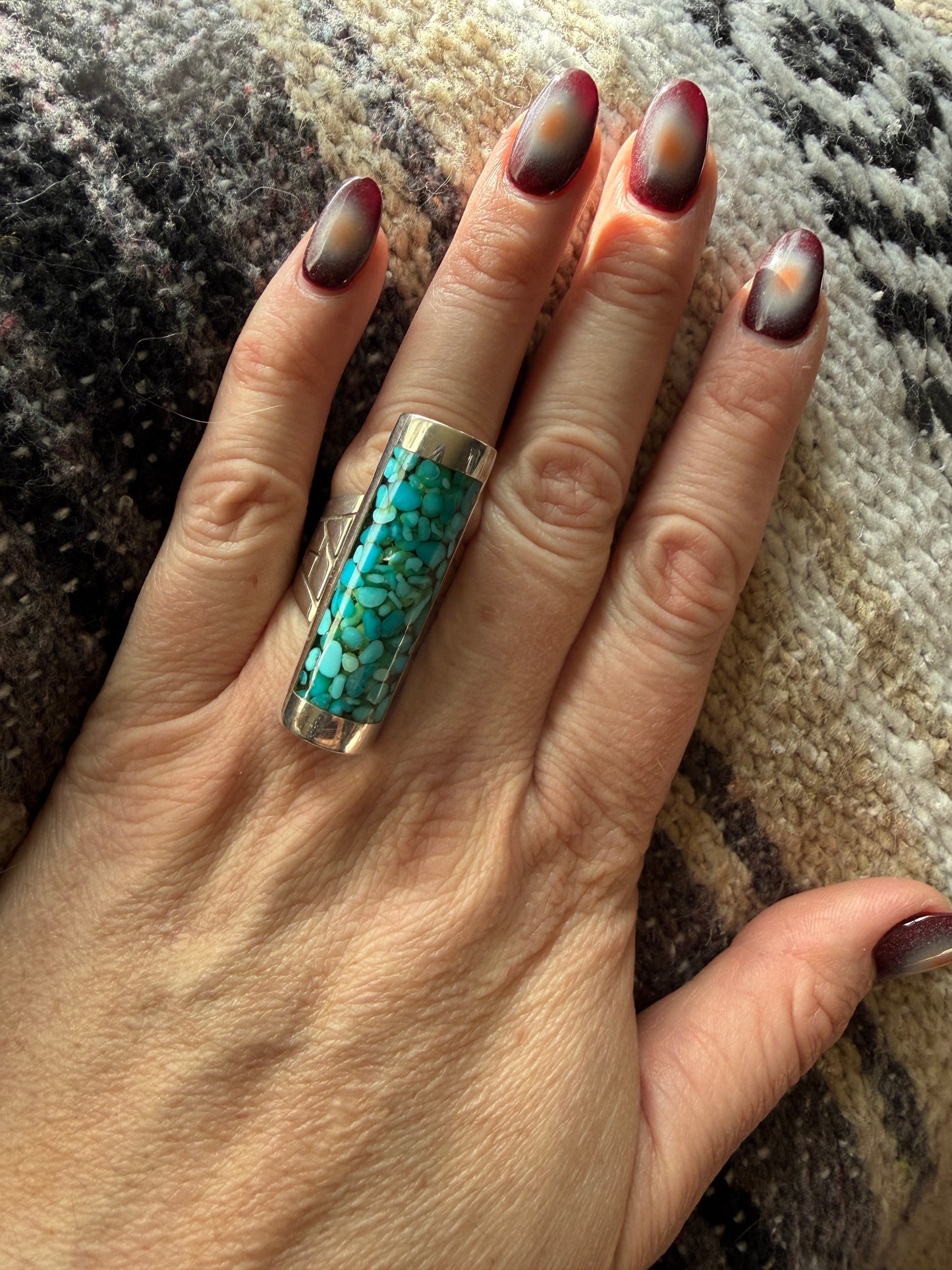 Crushed Turquoise Barrel Ring