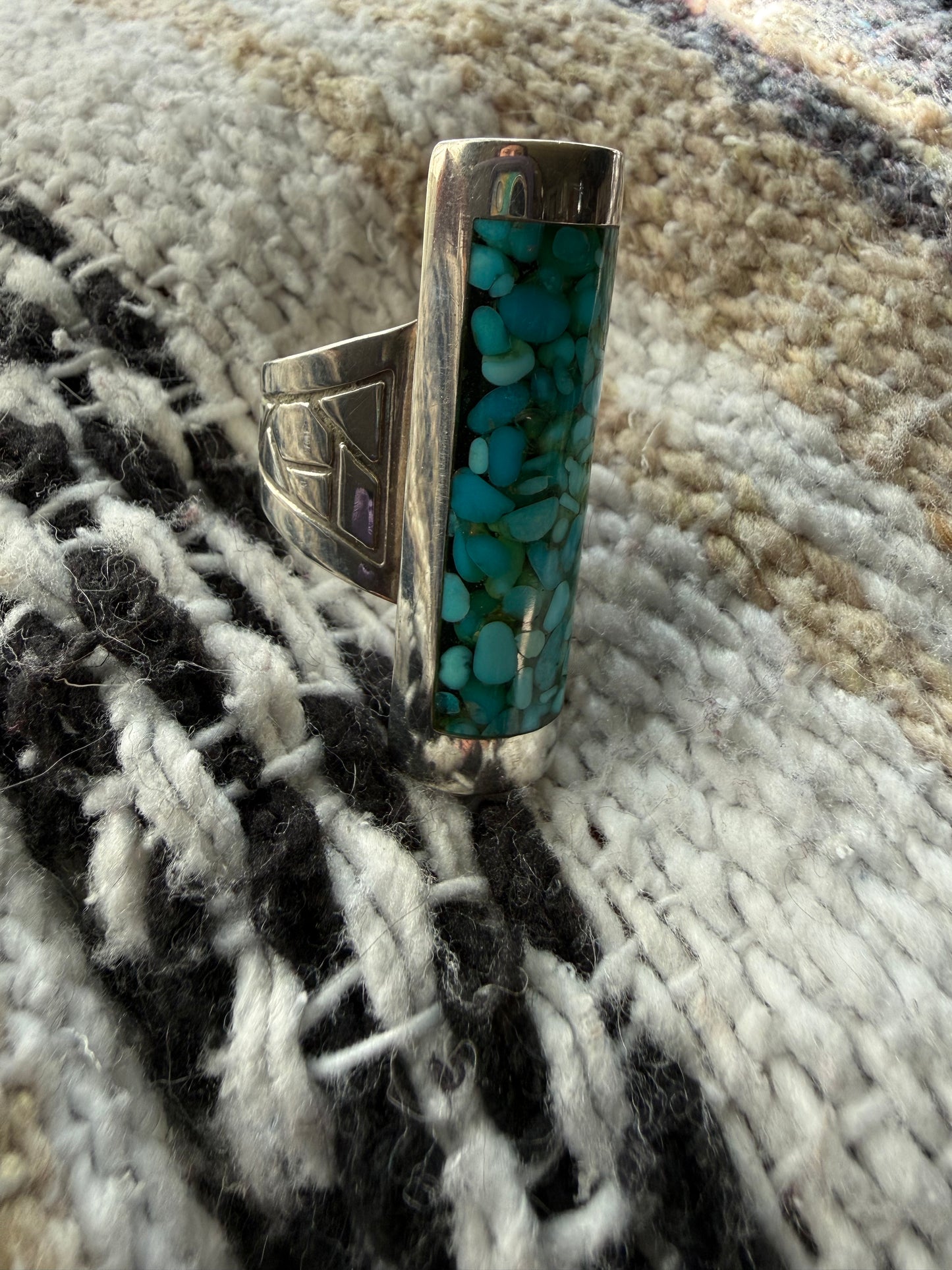 Crushed Turquoise Barrel Ring