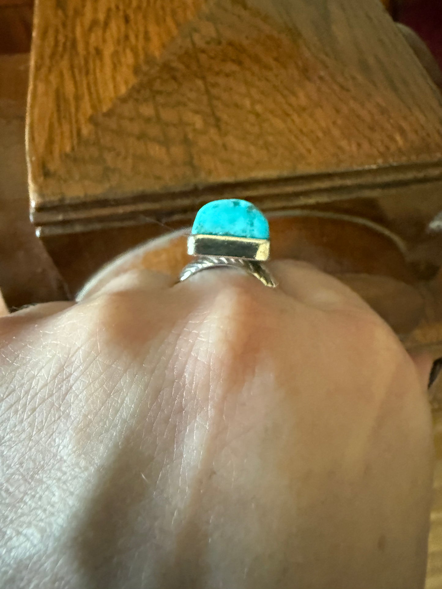 Twist Carved Bar Turquoise Ring
