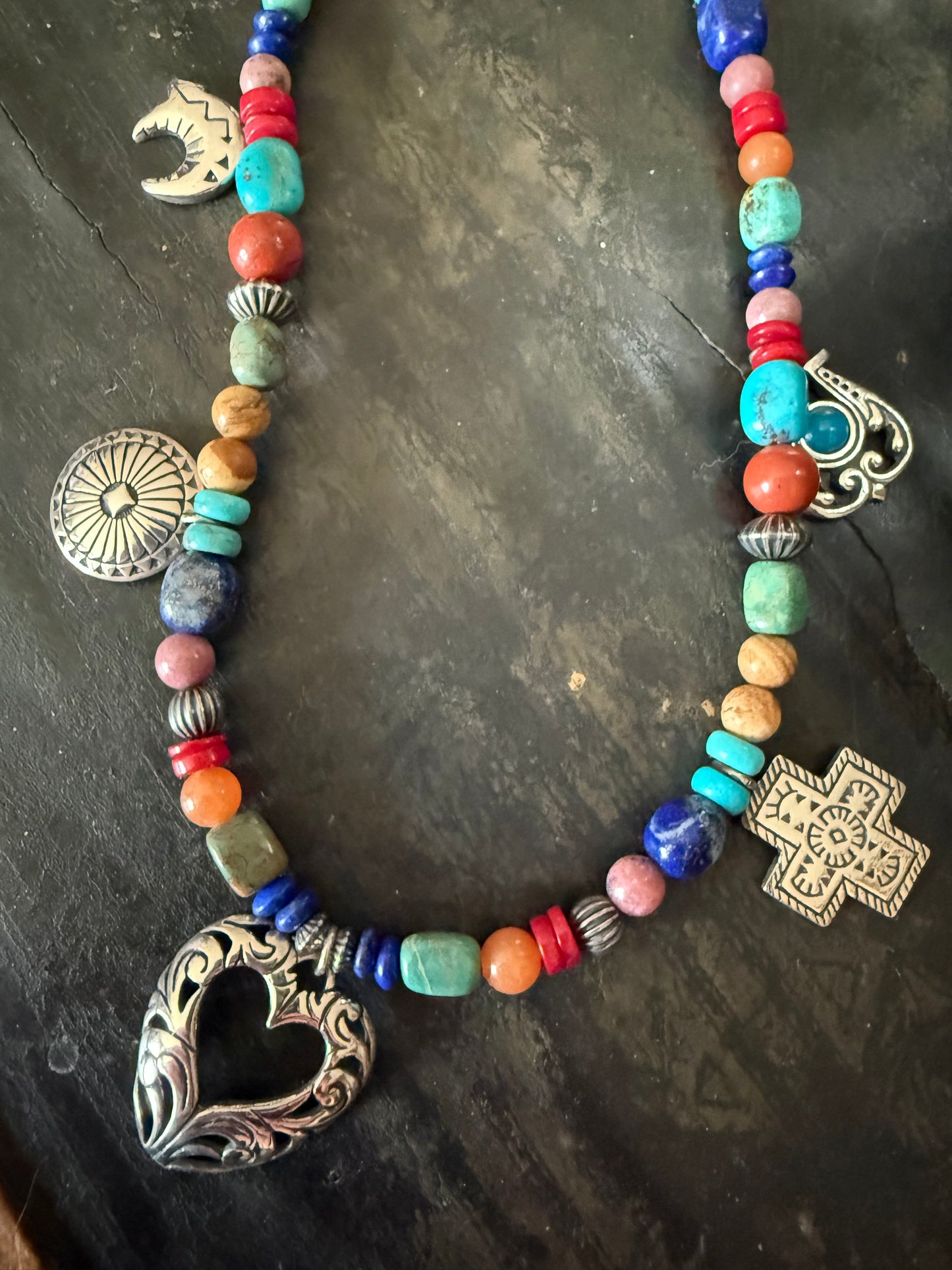 Multi Stone Charm Southwest Necklace