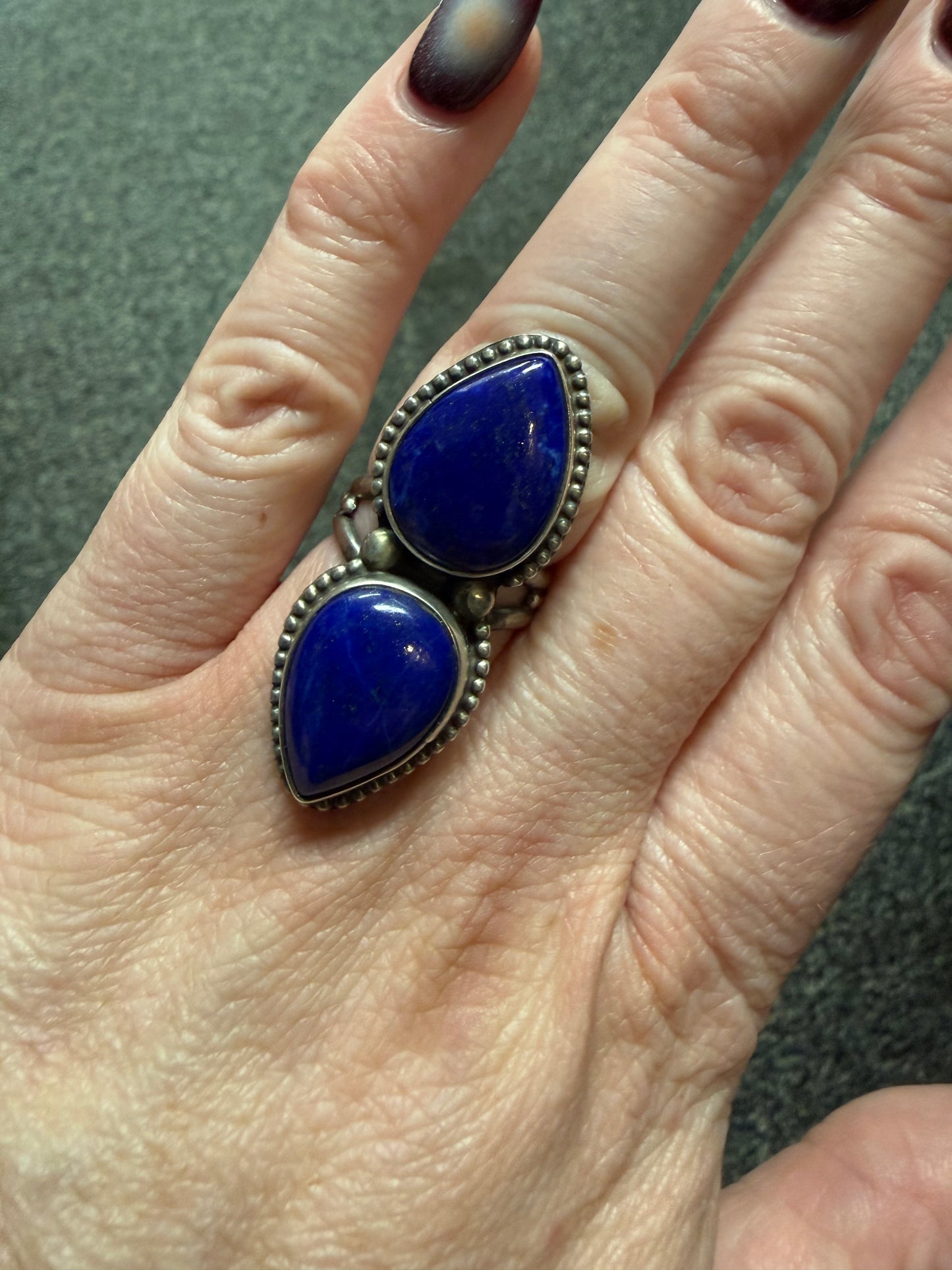 Native 2 Stone Lapis Ring