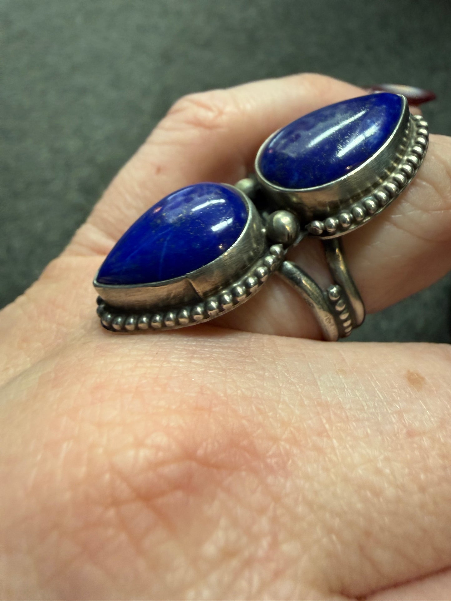 Native 2 Stone Lapis Ring