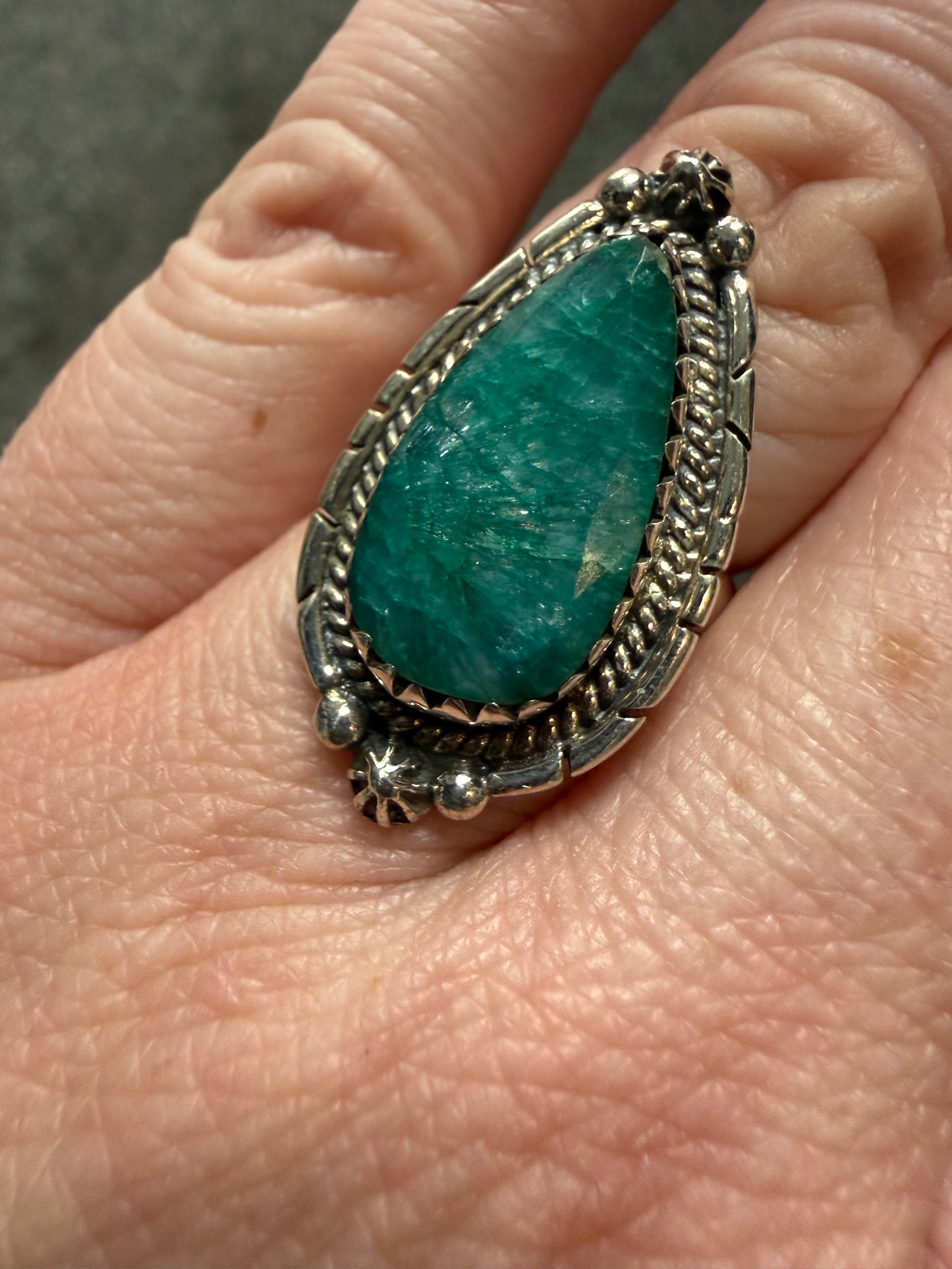 TearDrop Green Chrysocolla Ring