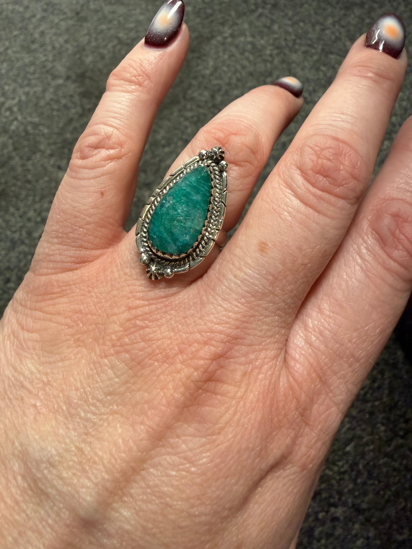 TearDrop Green Chrysocolla Ring