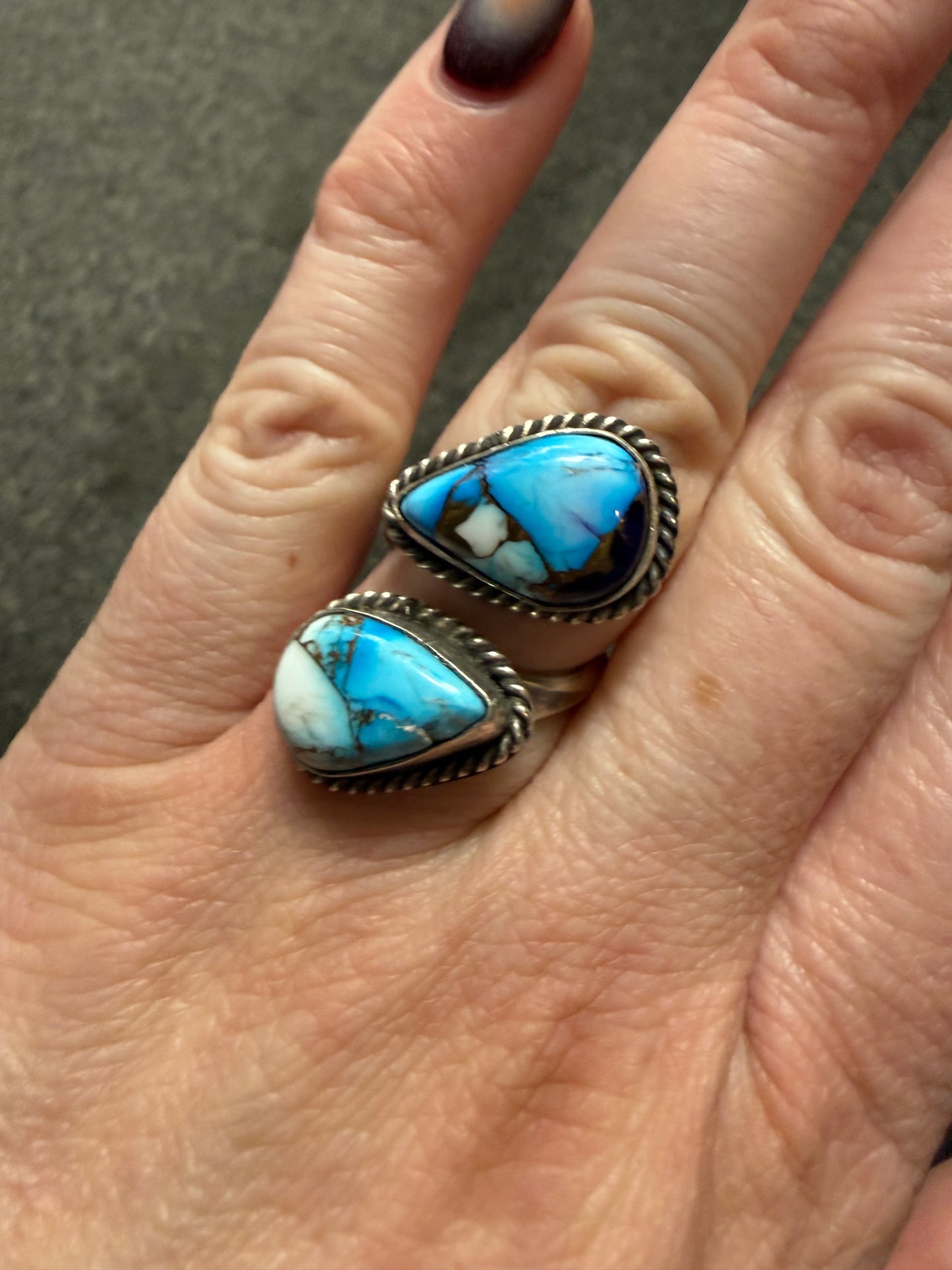 Purple Dalhia 2 Stone Bypass Ring