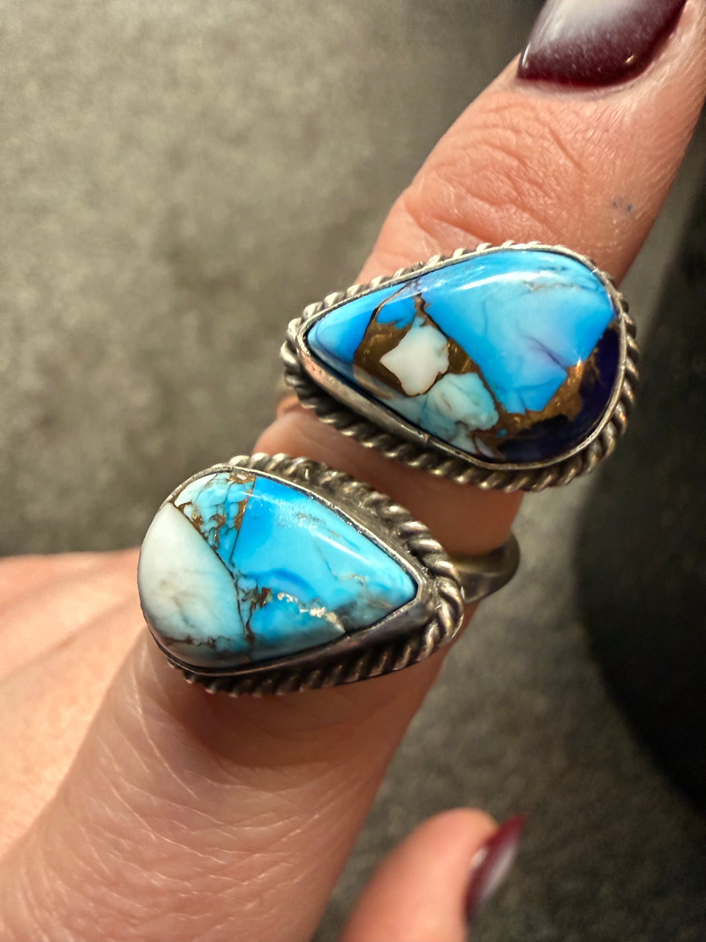 Purple Dalhia 2 Stone Bypass Ring