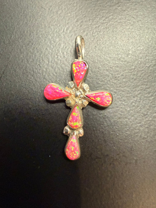 Native Made Pink Opal Cross Pendant