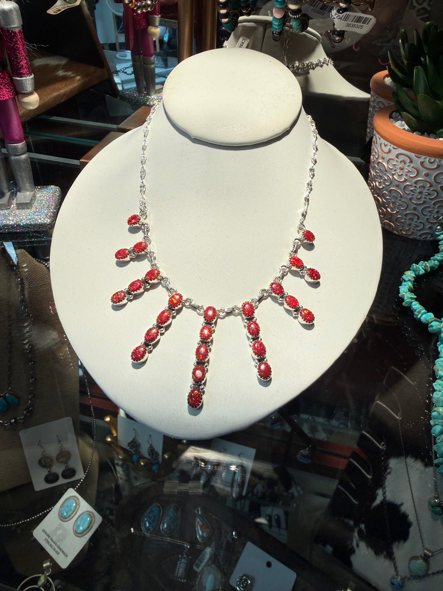 Holiday Red Opal Necklace