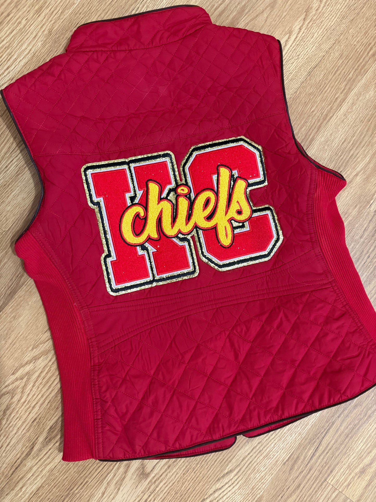 KC Red Quilted Piped Vest