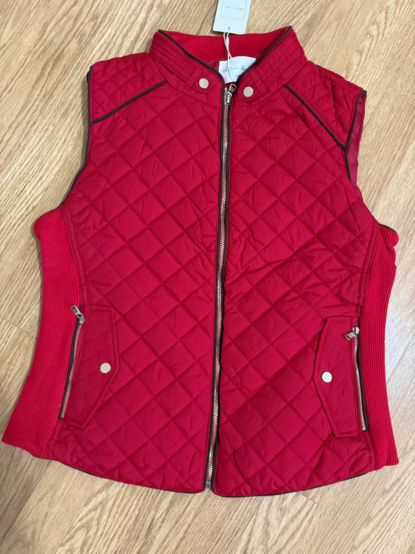 KC Red Quilted Piped Vest