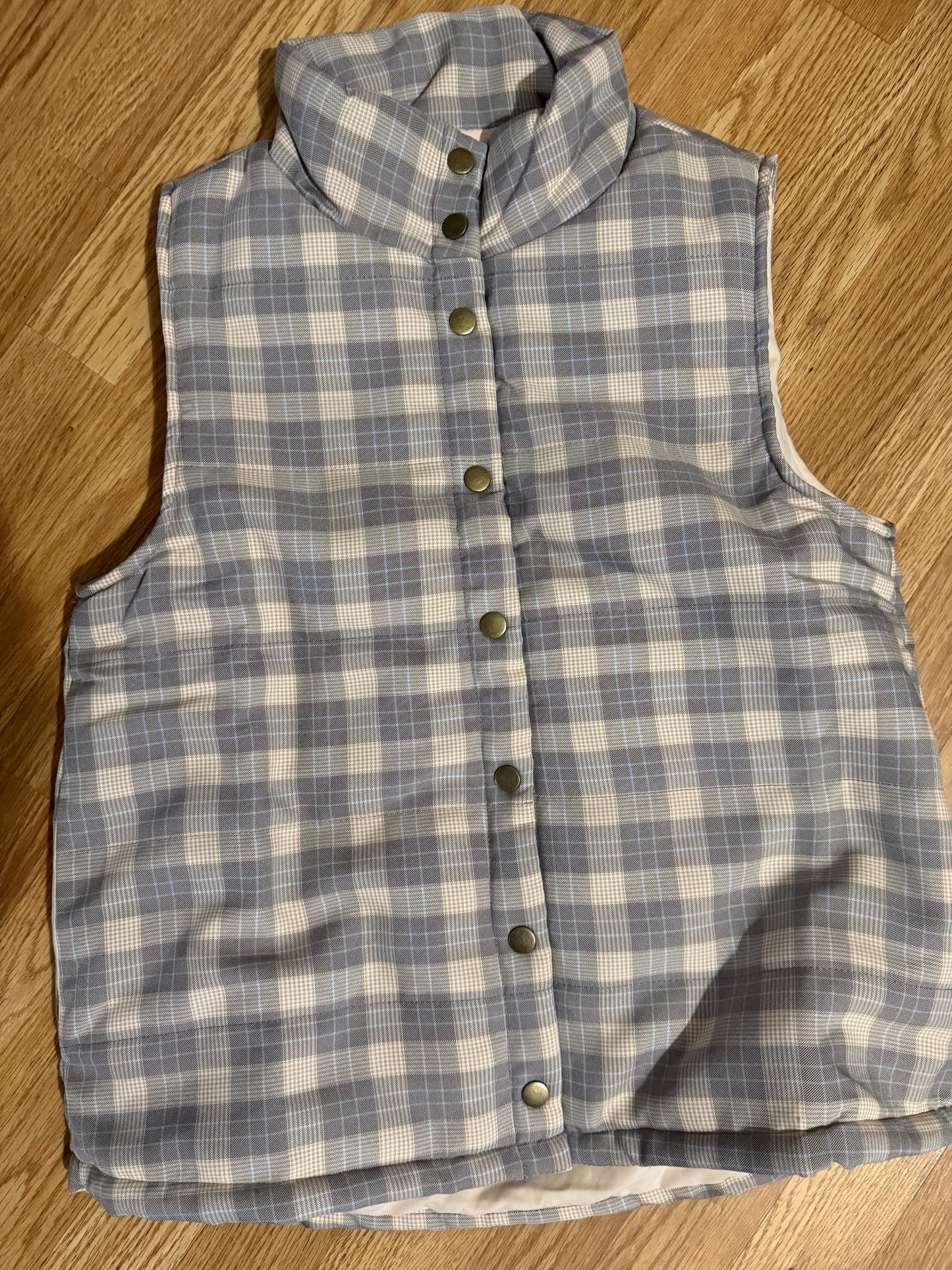 Neutral Plaid Check Vest