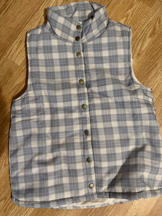 Neutral Plaid Check Vest