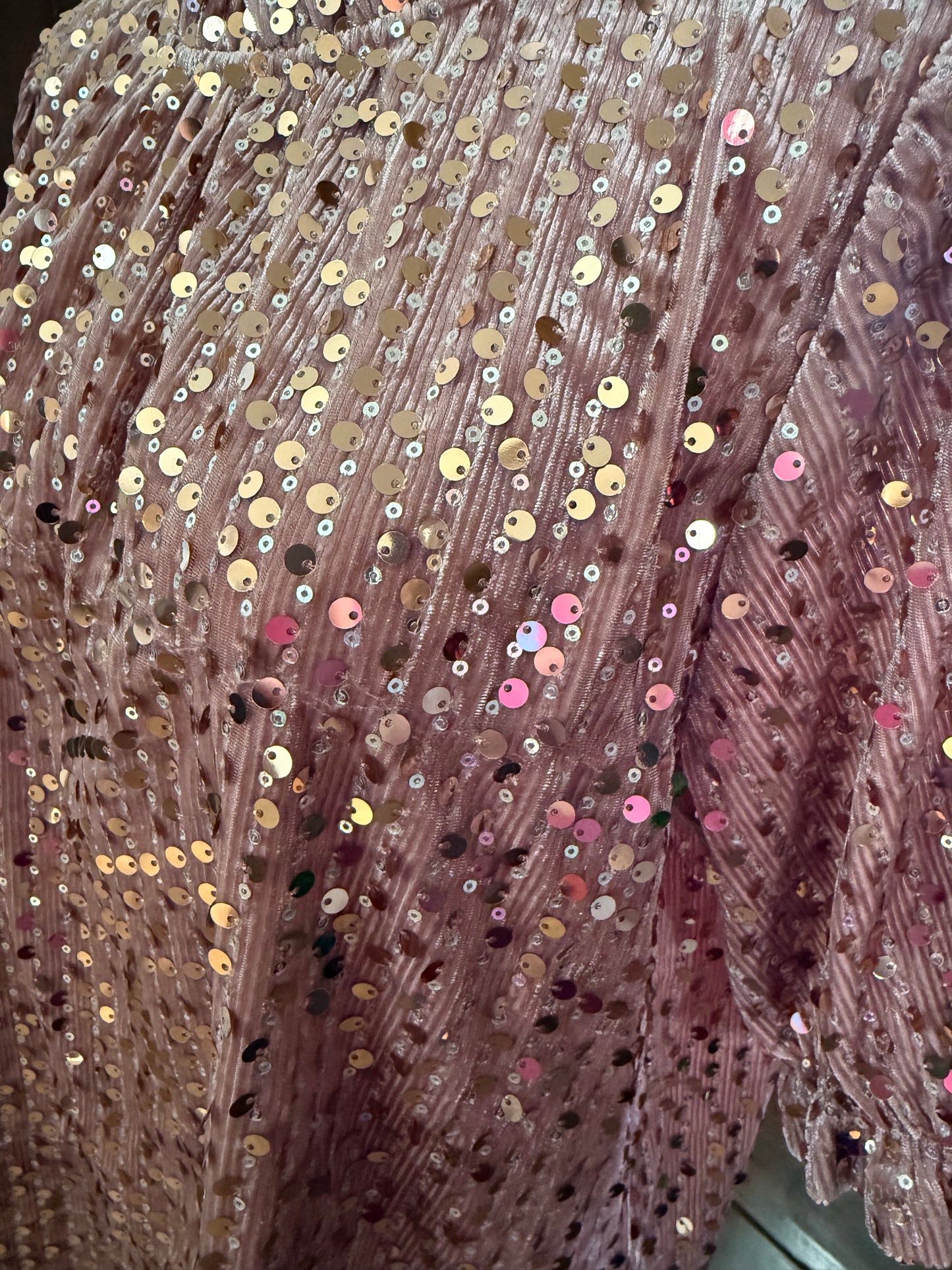 Rose Pink Velvet Sequin Top