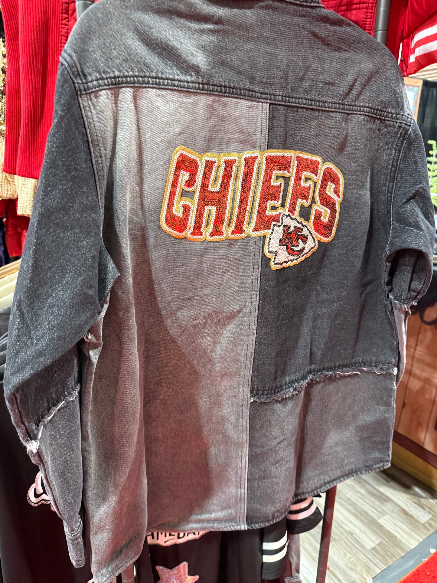 Red Gold KC Chiefs Denim Jacket