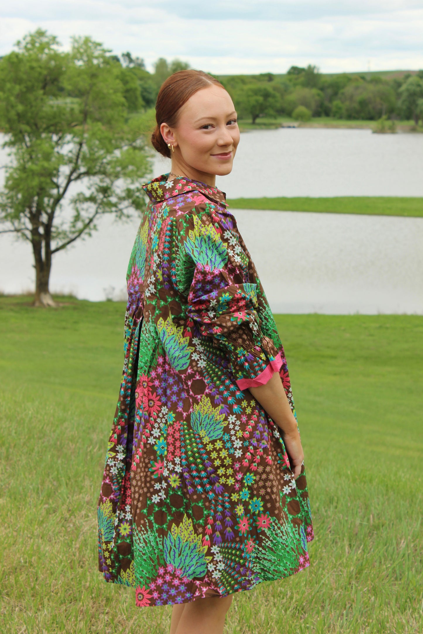 Chocolate Floral Dress Midi Summer | Queen Bee Boutique