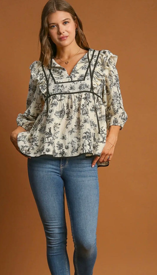 French Riviera Top | Resort-Style Summer Blouse | QB Boutique