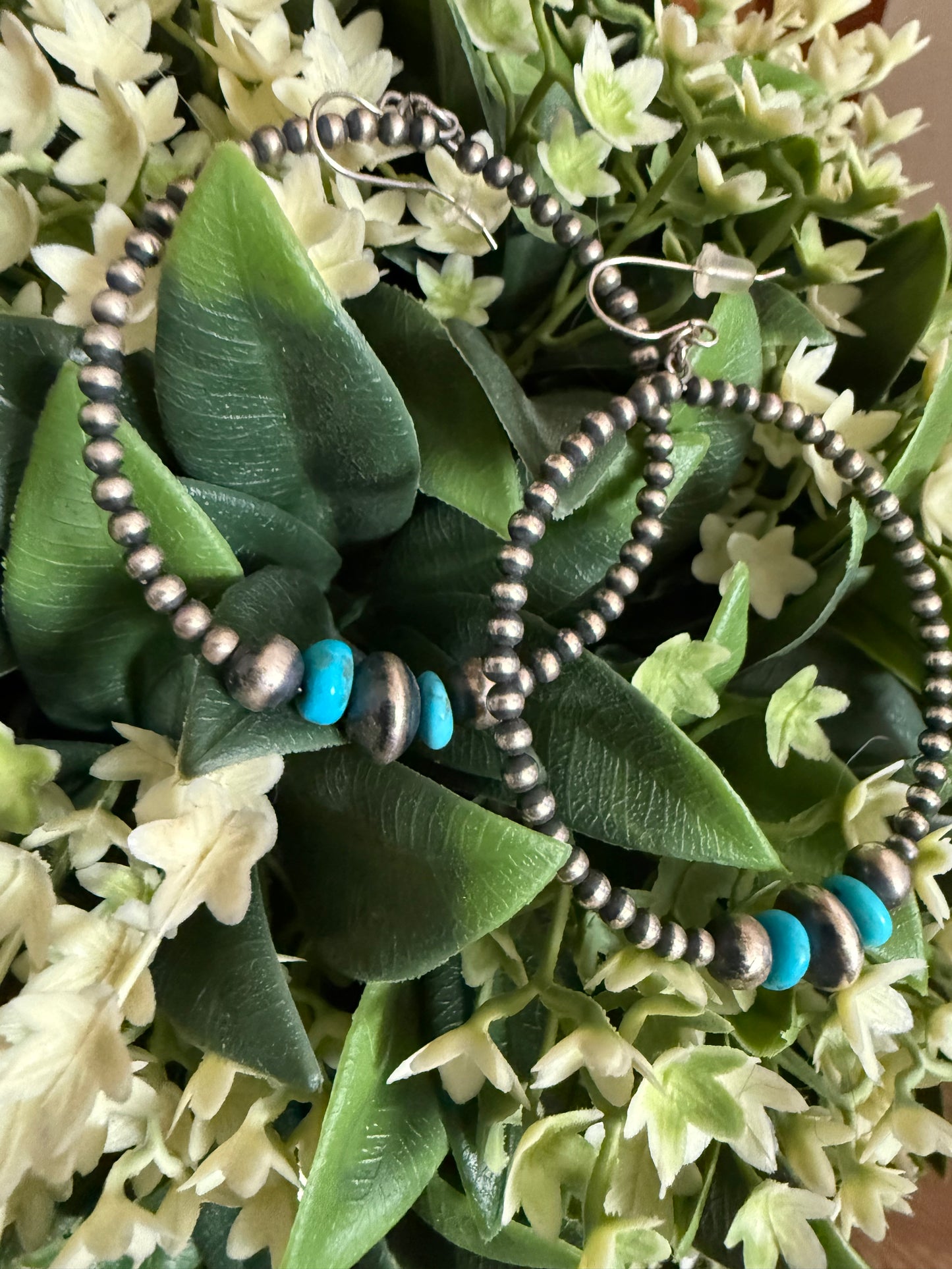 Authentic Native American Turquoise Silver Hoops
