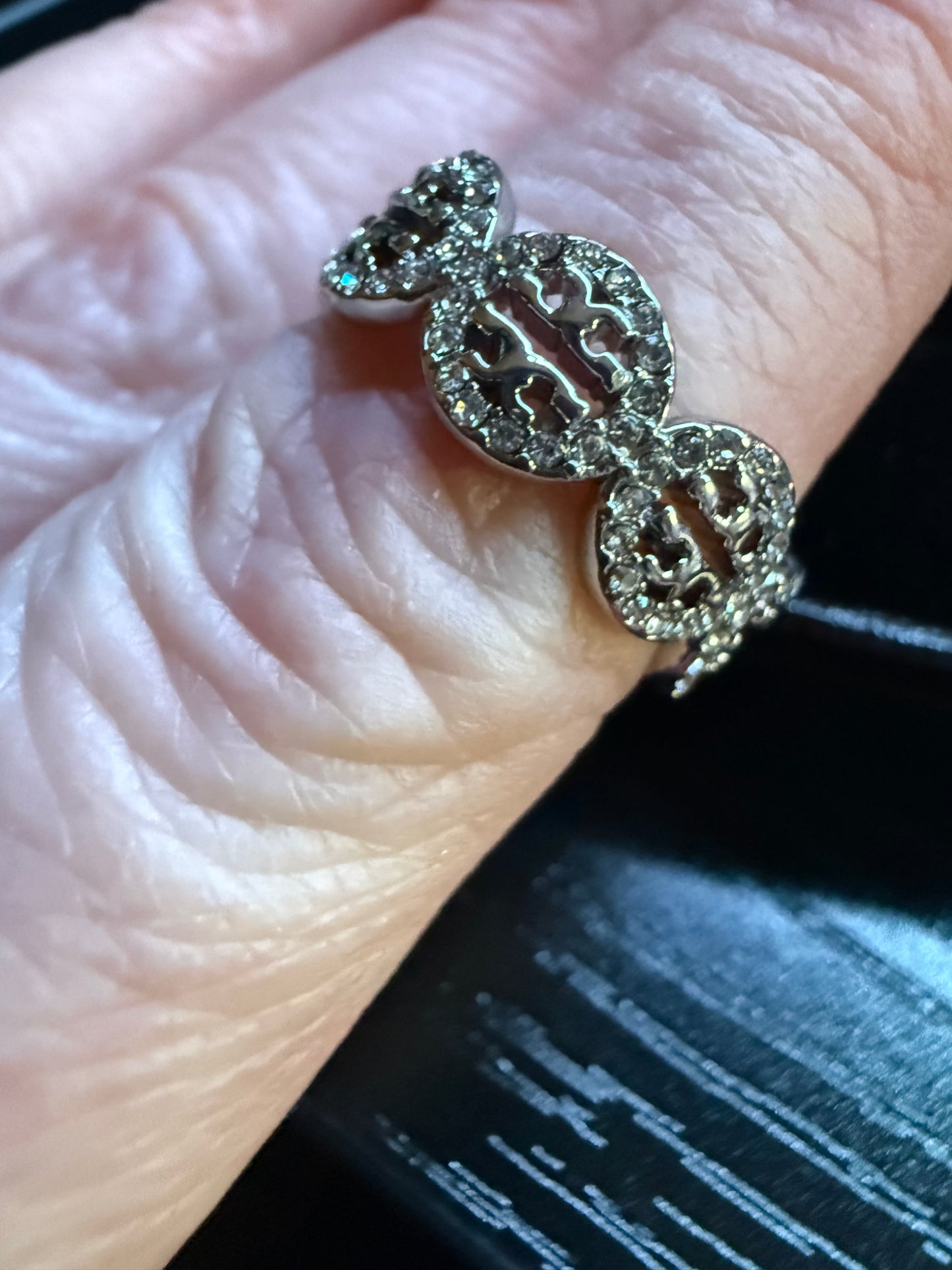 TB Silver Crystal Ring