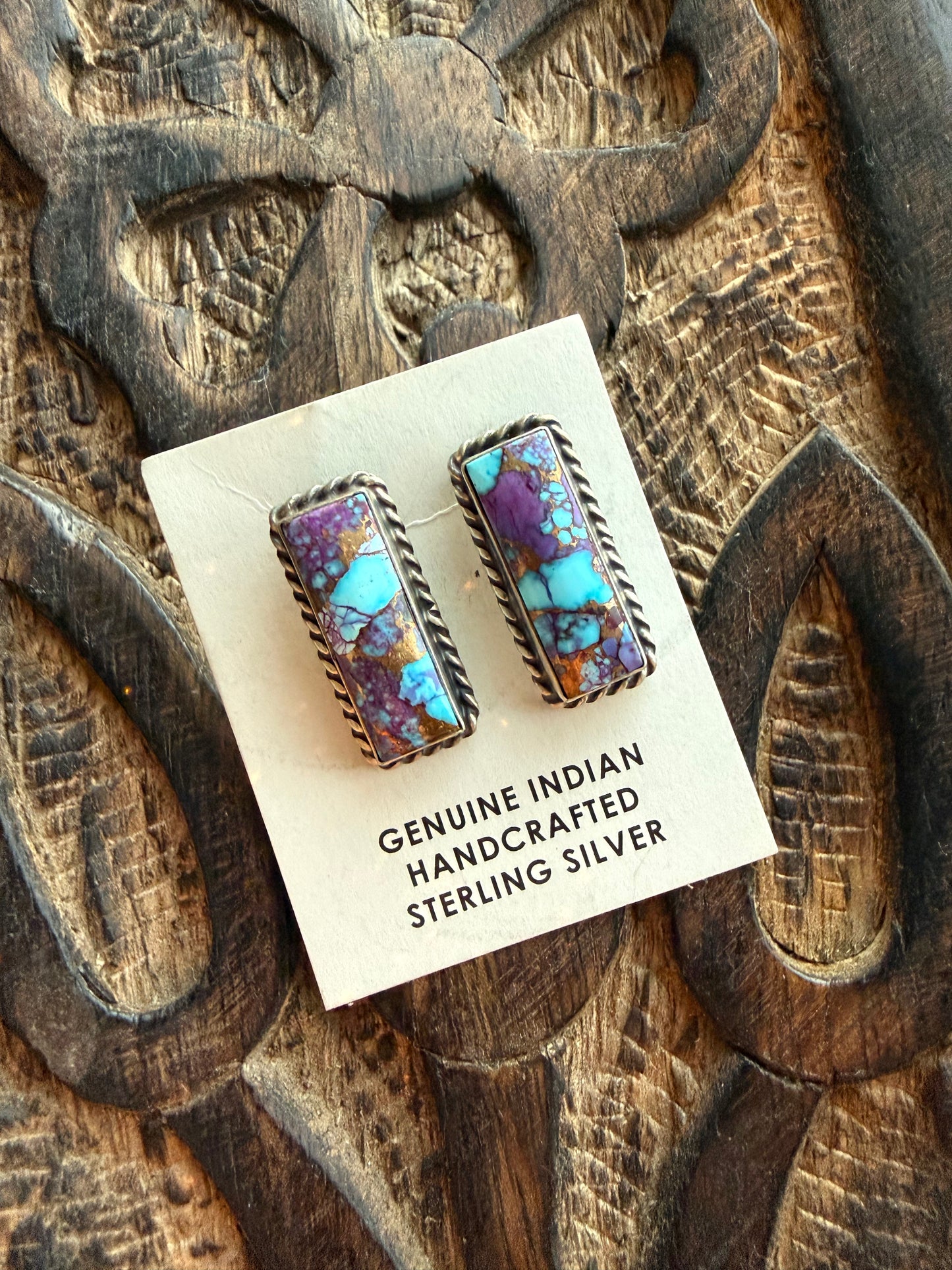 Mojave Bar Drop Studs Sterling Silver Native Handmade | QB Boutique