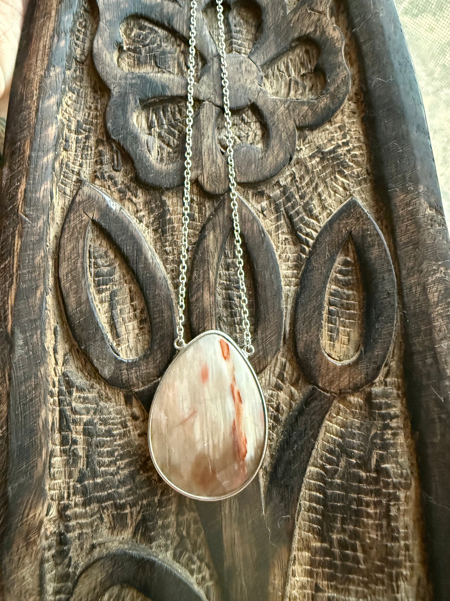 Natural Jasper Oblong Faceted Sterling Pedant Necklace | Queen Bee Boutique