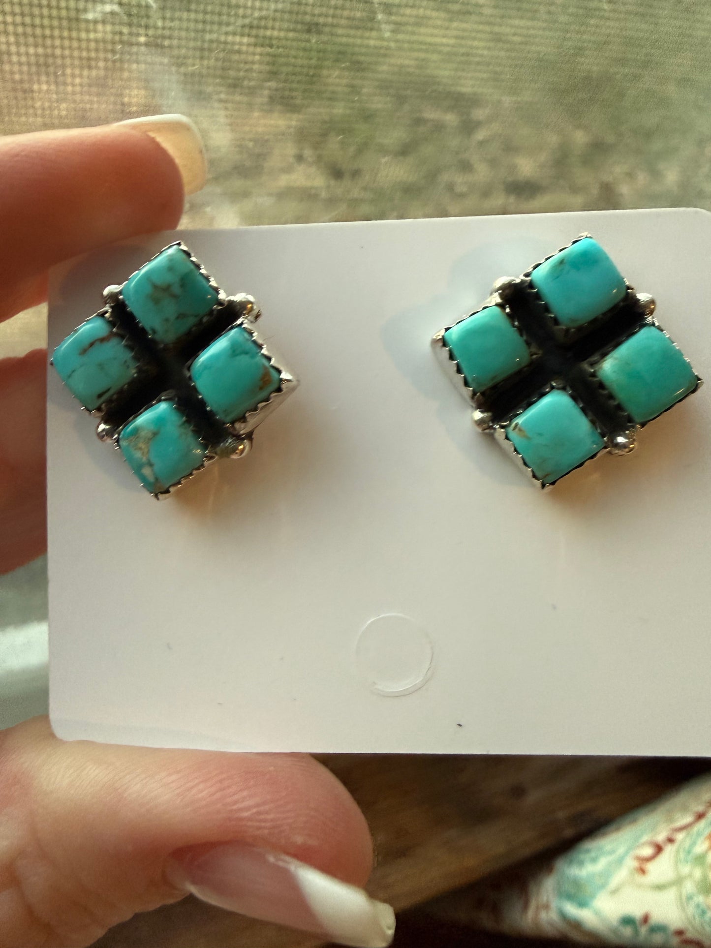 4 Square Turquoise Studs