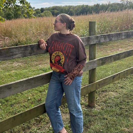 KANSAS CITY GAMEDAY FOOTBALL OVERSIZED MINERAL GRAPHIC TEE | Queen Bee Boutique