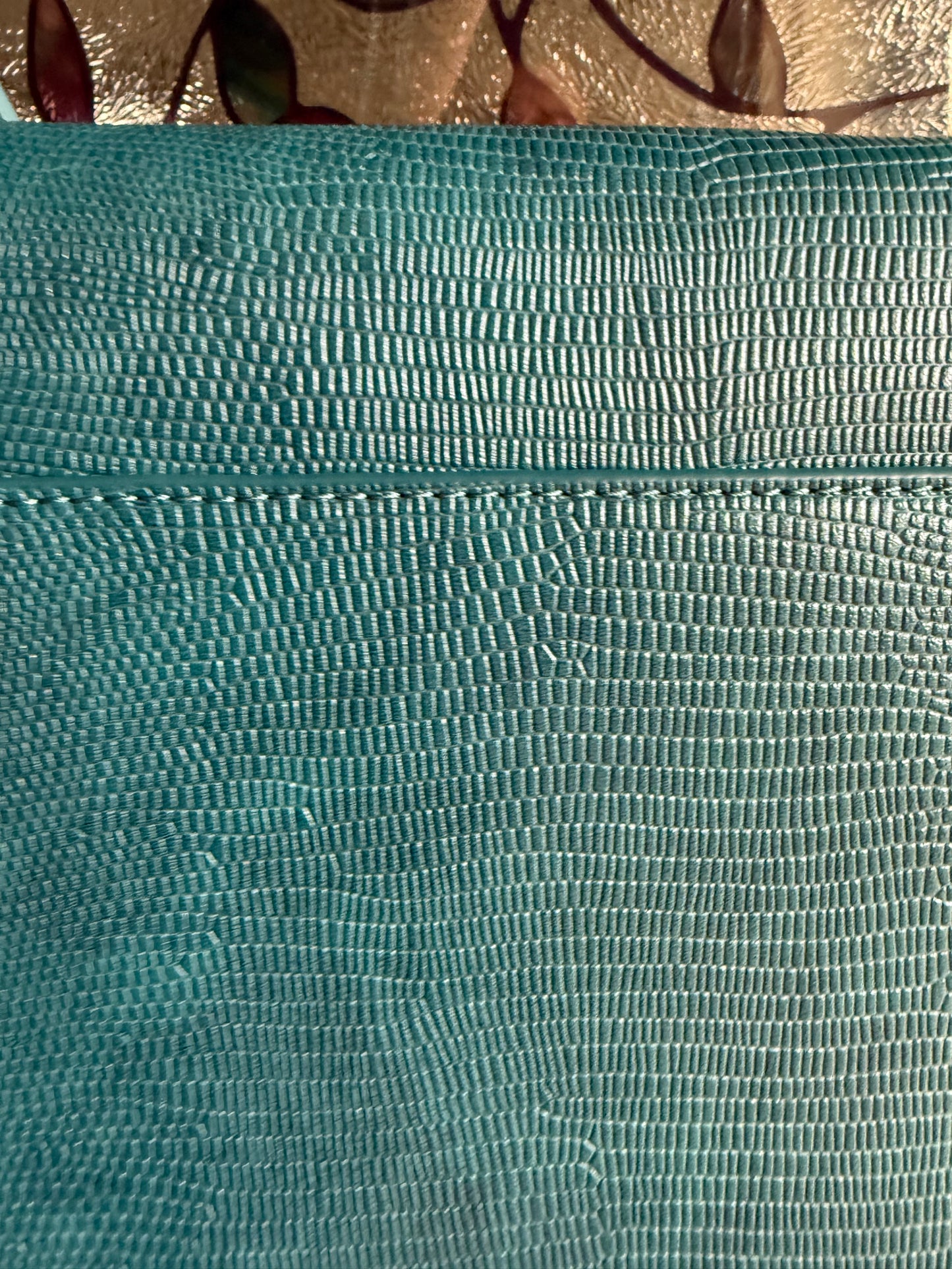 Teal Faux Gator Shoulder Hand Bag