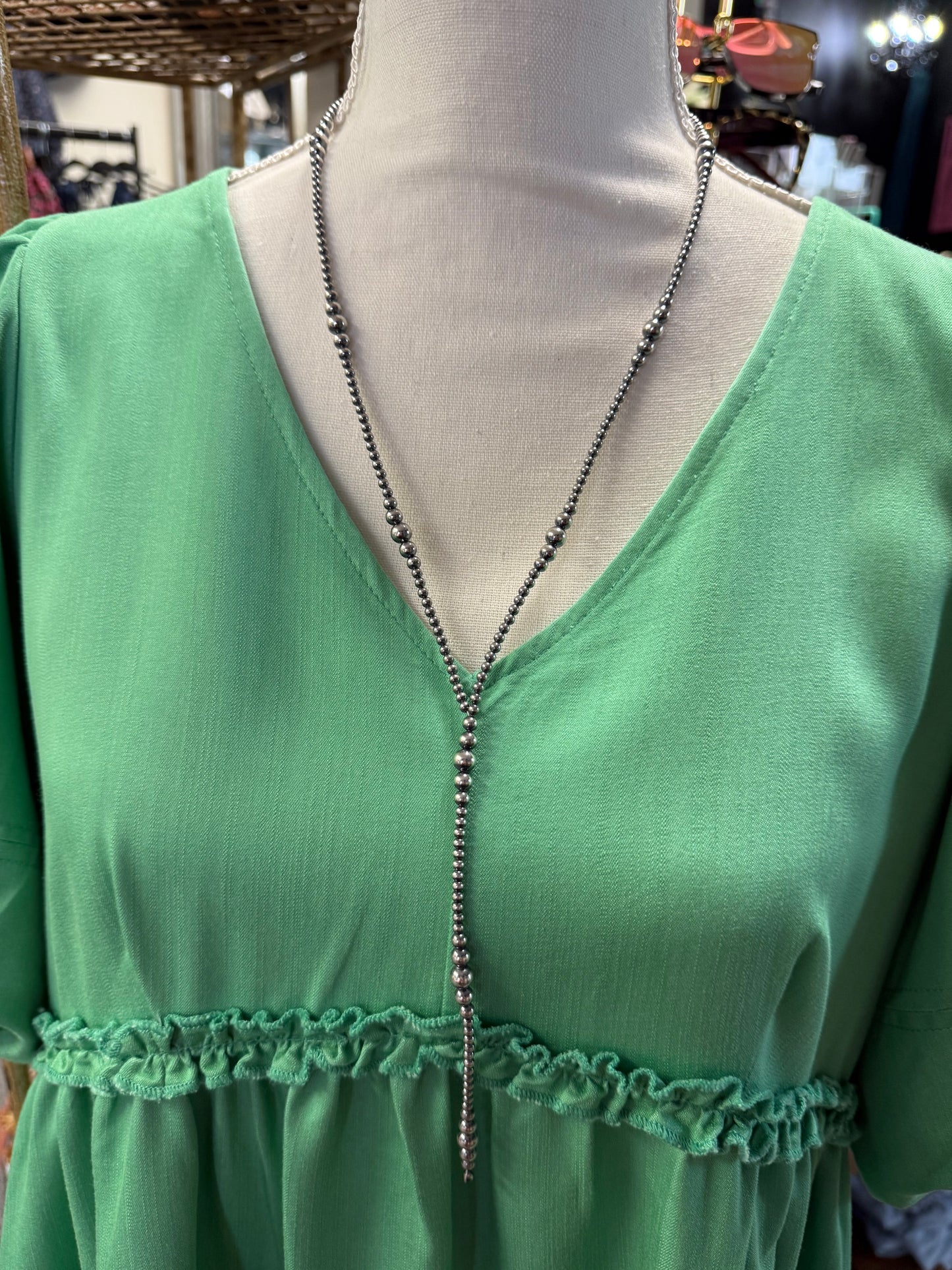 Sterling Silver Graduated Pearl Lariat Necklace - Boho Y-Drop Statement Necklace for Layering