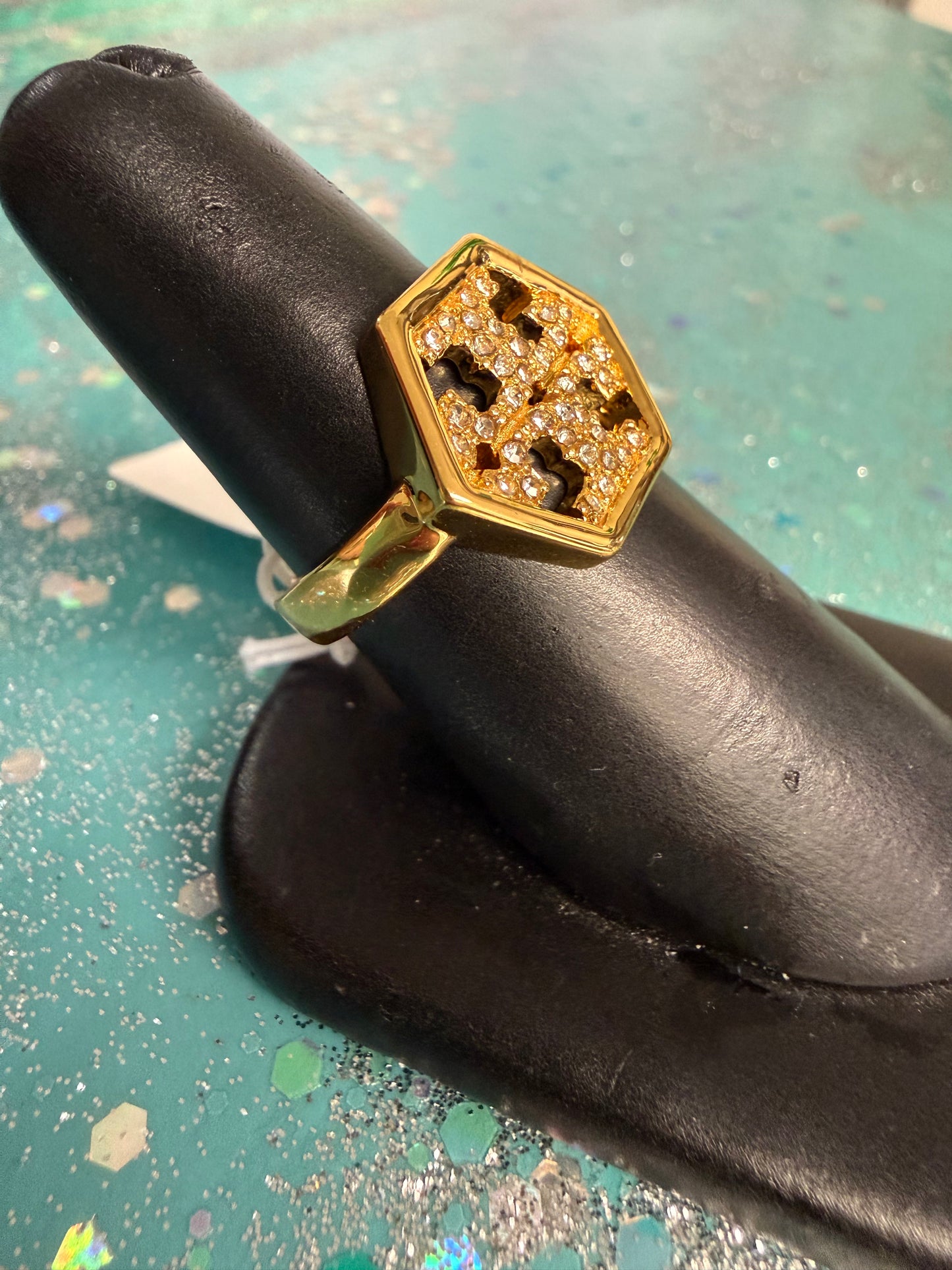 TB Logo Double-T Band Ring - 18K Gold Plated | Queen Bee Boutique