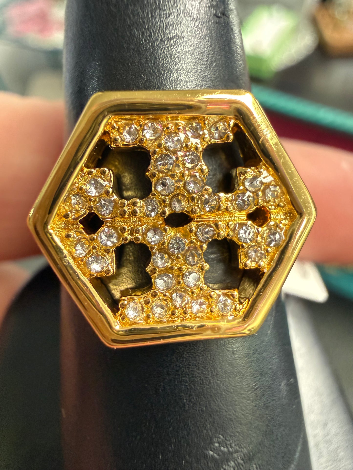 TB Logo Double-T Band Ring - 18K Gold Plated | Queen Bee Boutique