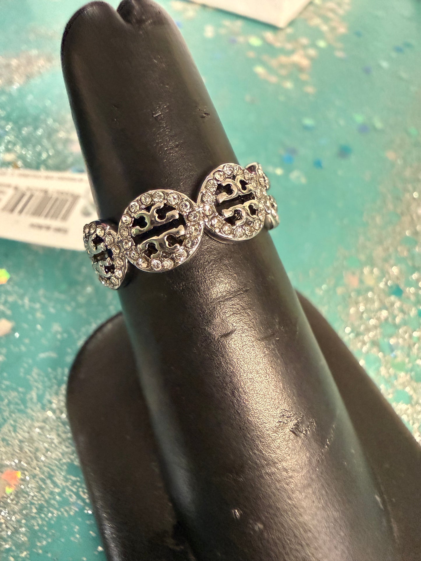 TB Silver Crystal Ring