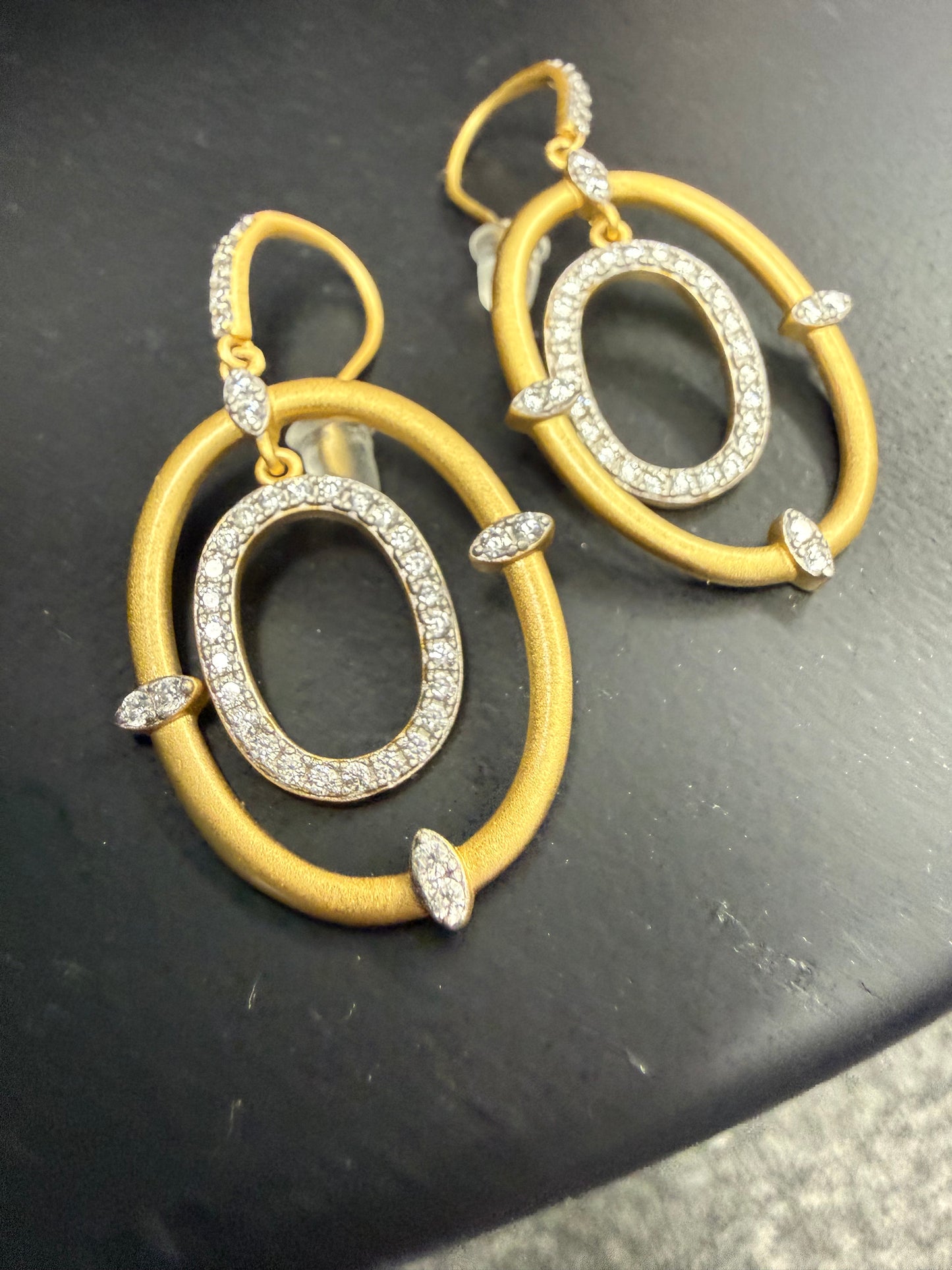 Freida Rothman Matte Gold Double Hoop Ears