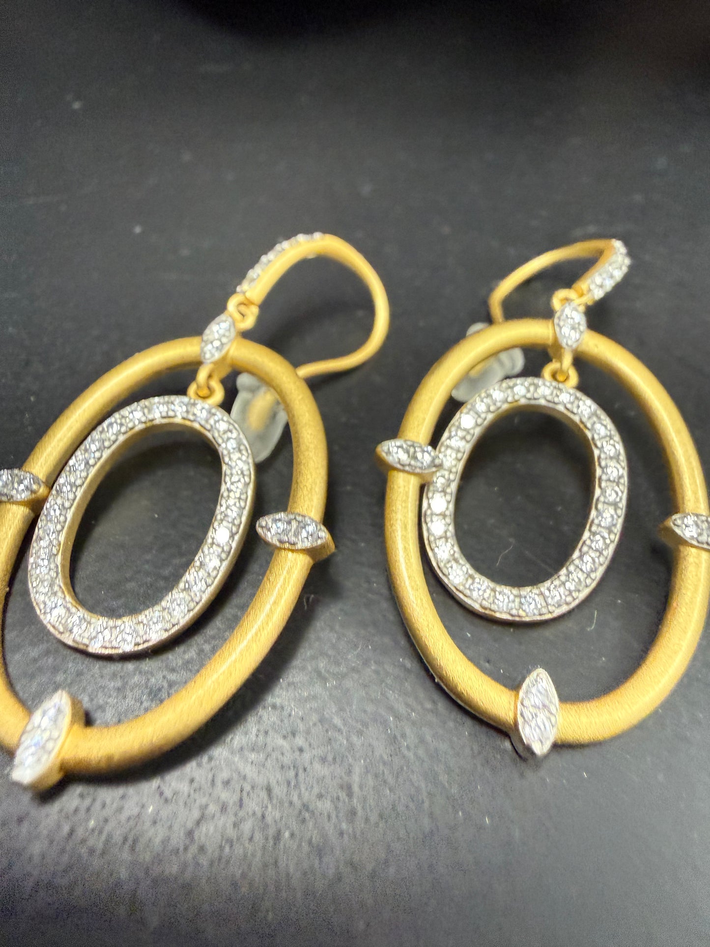 Freida Rothman Matte Gold Double Hoop Ears