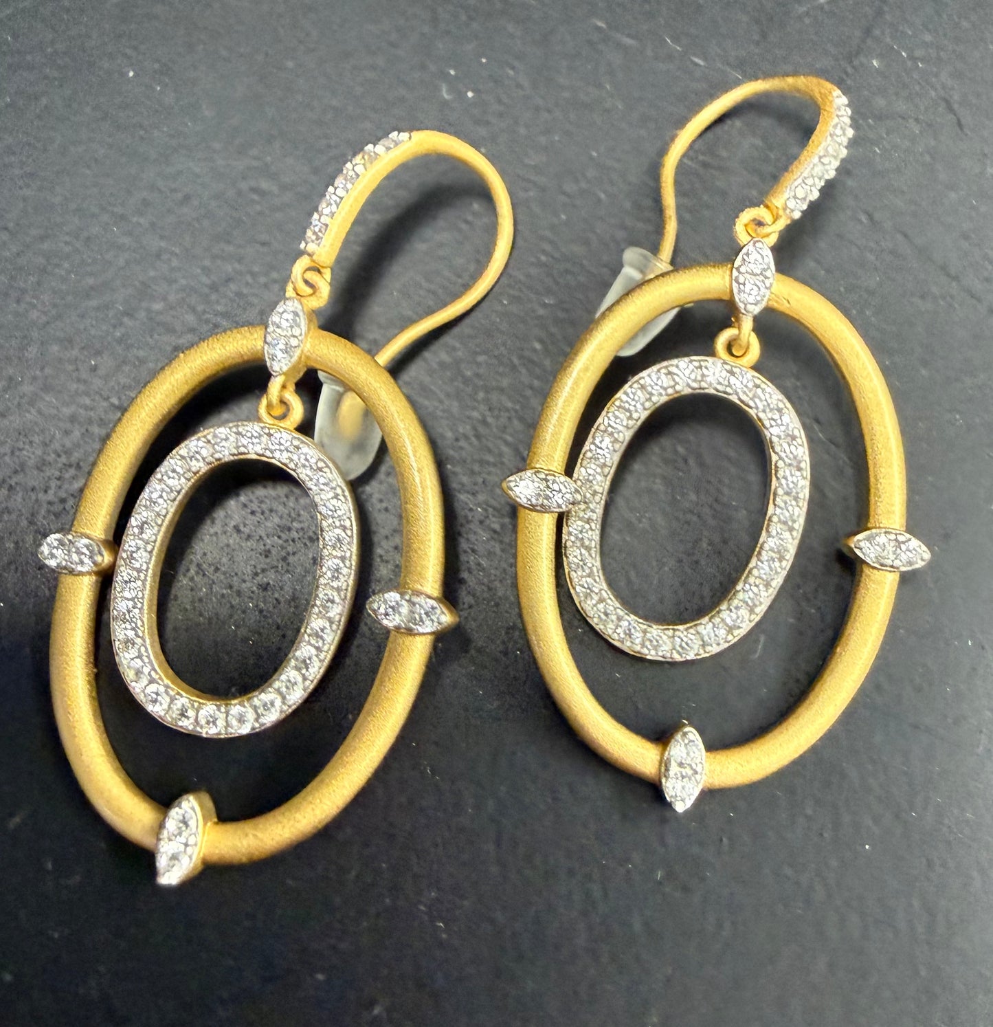 Freida Rothman Matte Gold Double Hoop Ears