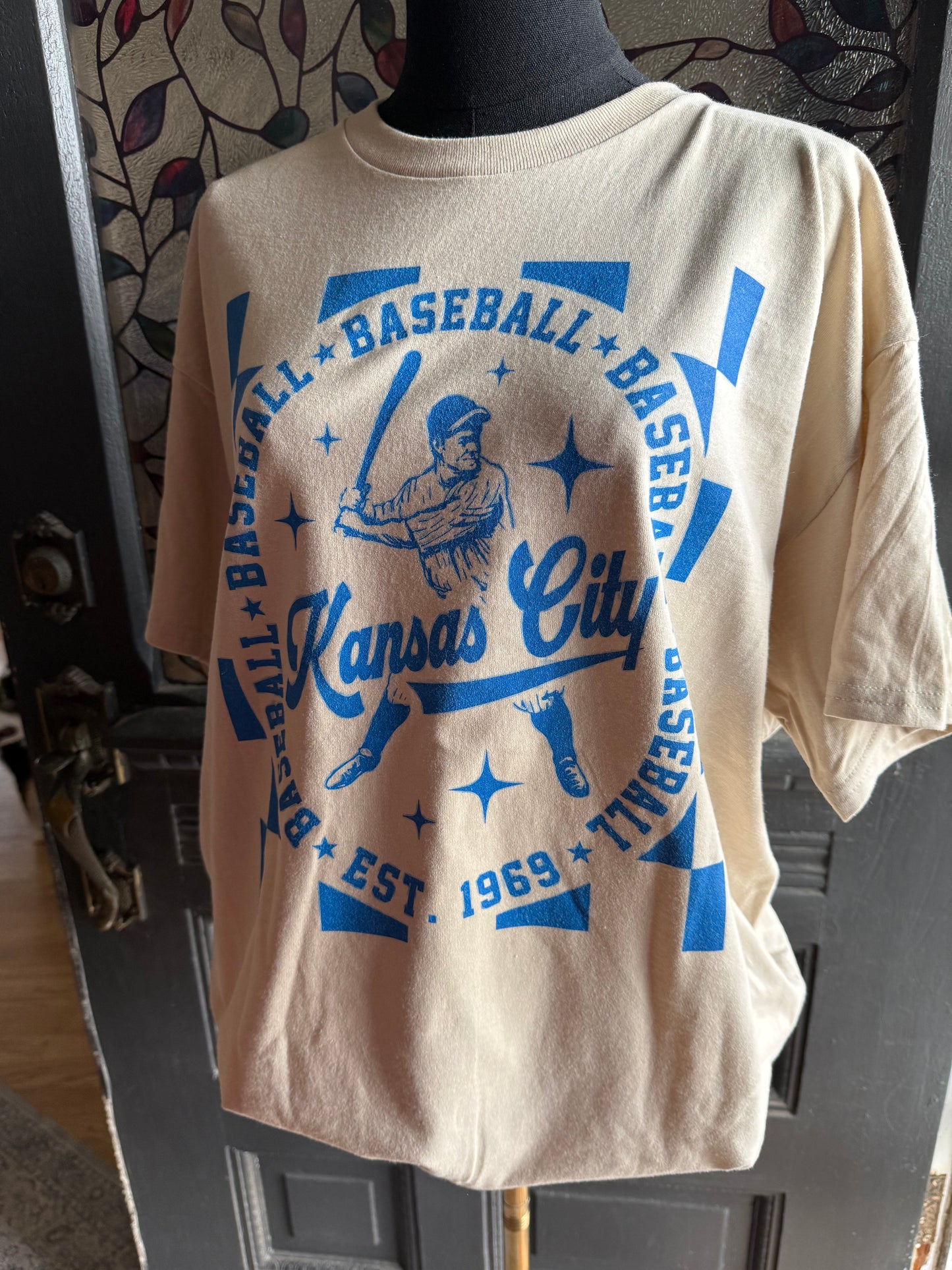 Kansas City Vintage Baseball Tee - Retro 3/4 Sleeve Raglan - Soft Distressed KC Gameday Shirt