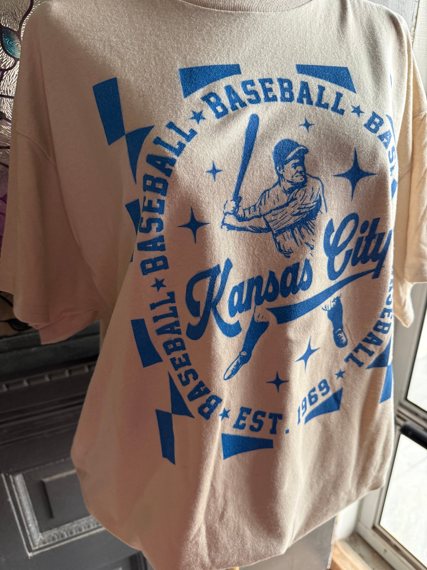 Kansas City Vintage Baseball Tee - Retro 3/4 Sleeve Raglan - Soft Distressed KC Gameday Shirt