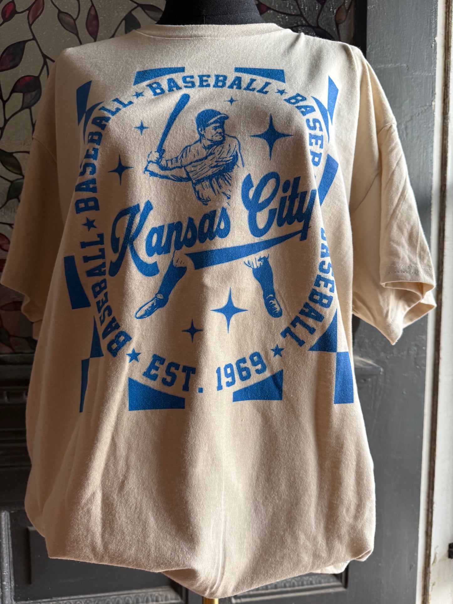 Kansas City Vintage Baseball Tee - Retro 3/4 Sleeve Raglan - Soft Distressed KC Gameday Shirt